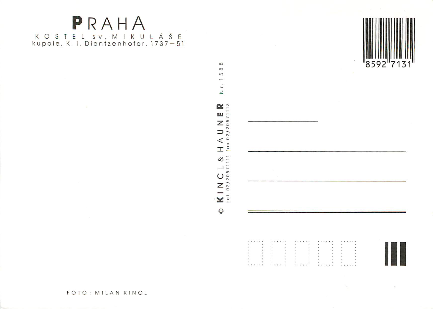 CPM Praha Kostel SV Mikulase Kupole K I Dientzenhofer 1737 1751 — Rückseite