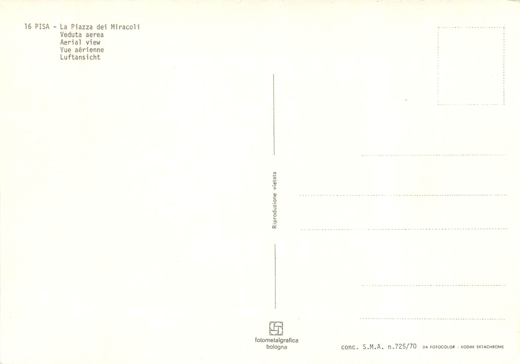 CPM Pisa Vue Aerienne — Rückseite