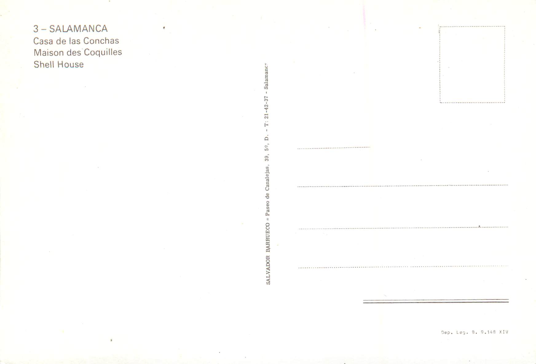 CPM Salamanca Maison des Coquilles — Rückseite