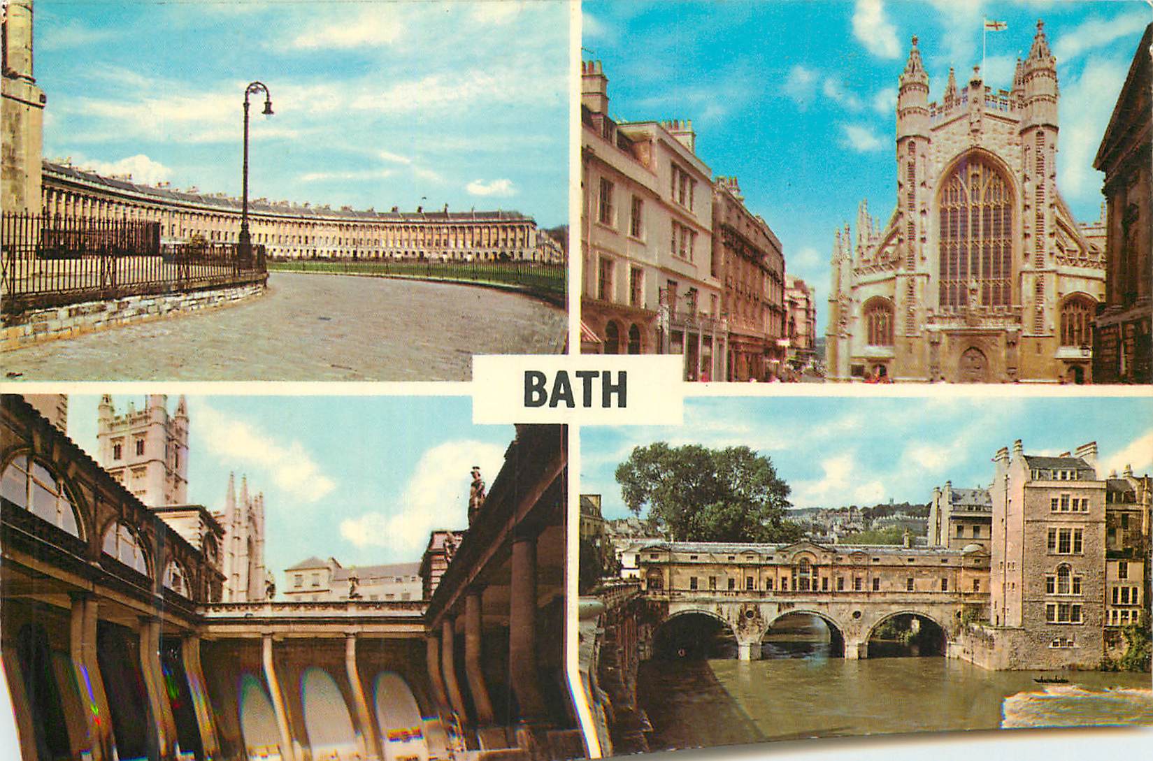 CPM Royal Crescent West Front The Abbey Roman Bath and Pulteney Bridge