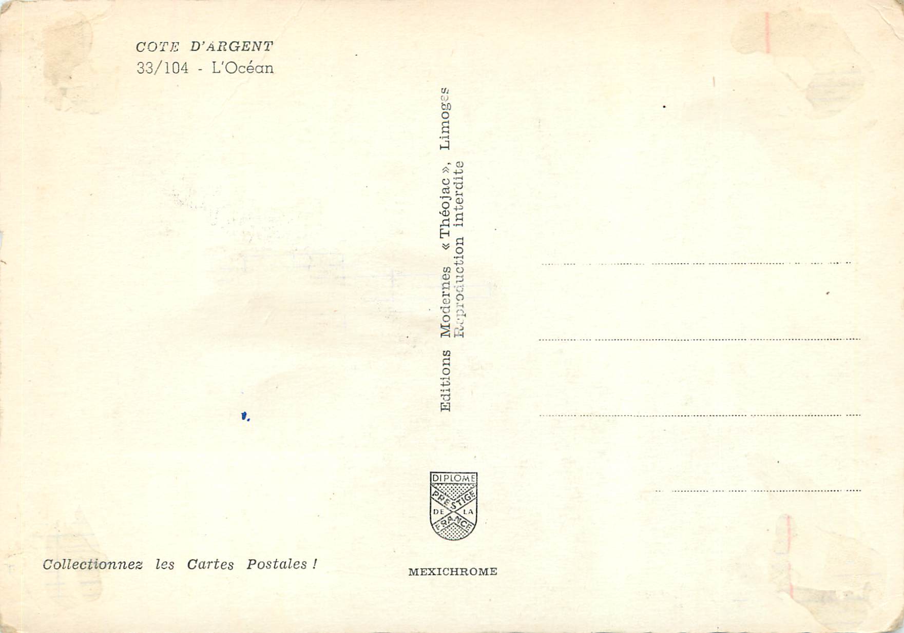 CPM Cote d'Argent L'Ocean — Rückseite