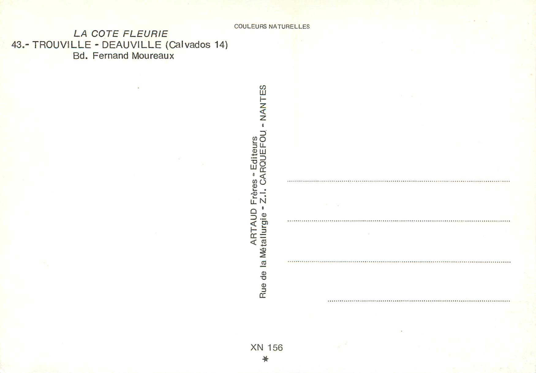CPM La Cote Fleurie Trouville Deauville (Calvados 14) Amstel Pousset — Rückseite