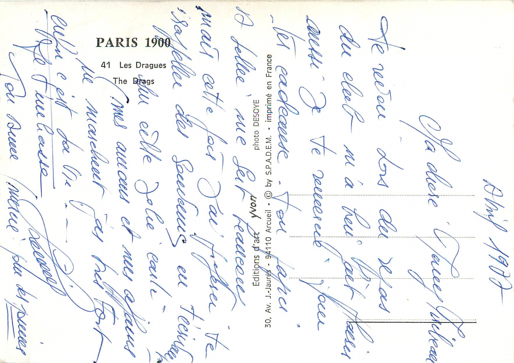 CPM Paris 1900 41 Les Dragues — Rückseite