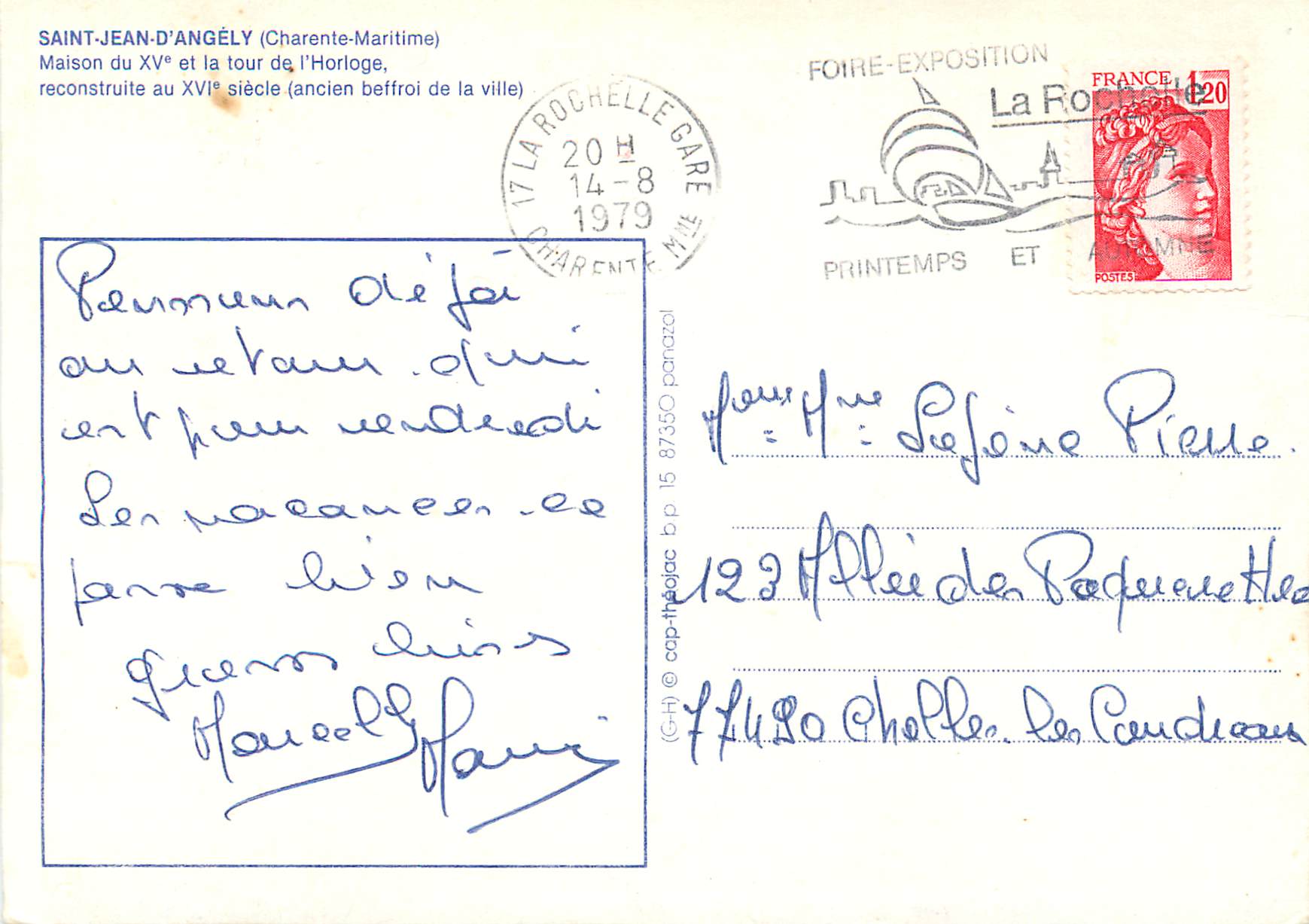CPM St Jean d'Angely (Charente Maritime) Maison du XVe et la Tour de l'Horloge — Back