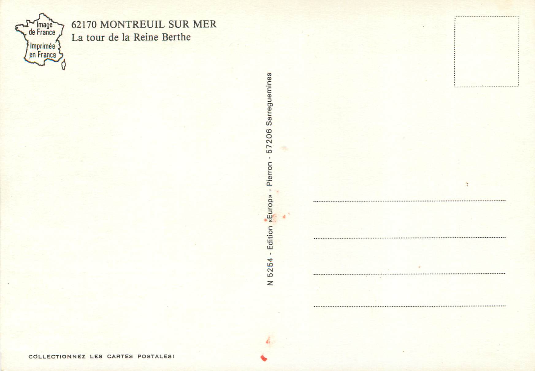 CPM Montreuil sur Mer La Route de la Reine Berthe — Back
