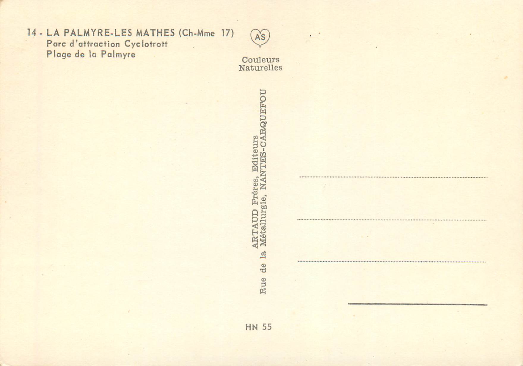 CPM La Palmyre les Mathes (Ch Mme 17) Parc D'Attraction Cyclotrott Plage de la Palmyre — Back