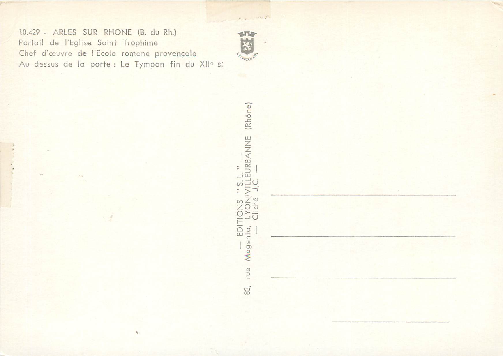 CPM Arles Sur Rhone (B du Rh) Portail de l'Eglise Saint Trophime — Rückseite