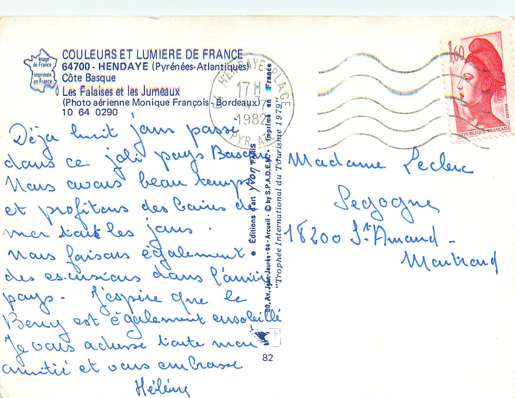 Les Falaises et les Jumeaux — Hendaye (Pyrénées-Atlantiques) — Éditions d'Art - Acusil — Verso
