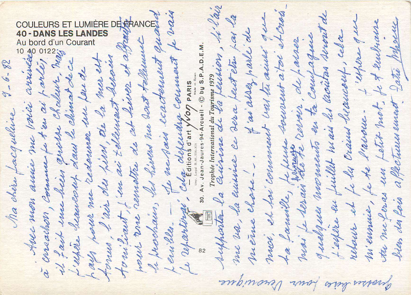 Au bord d'un courant — Les Landes — Éditions d'art Yvon, n° 10 40 0122 — Rückseite