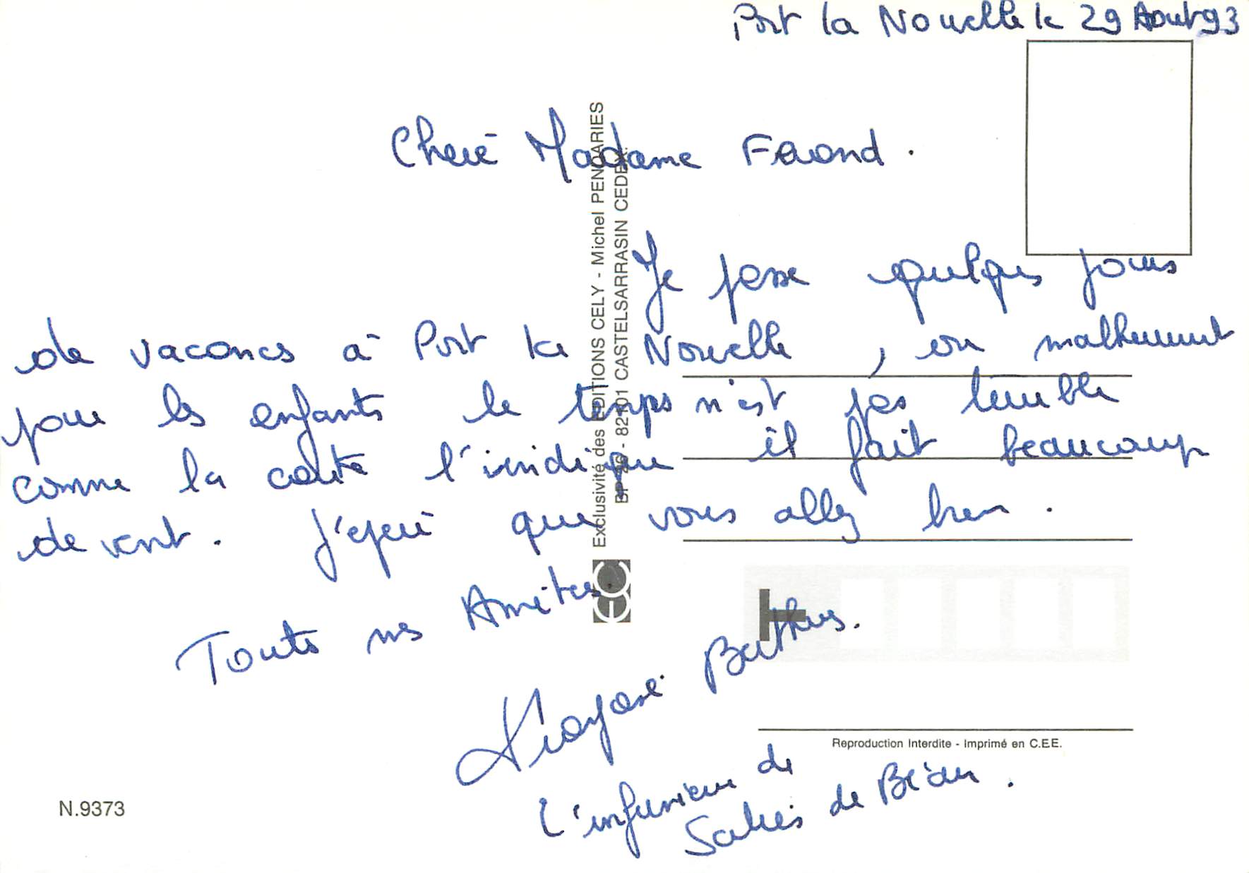 CPM Bon Vent — Rückseite