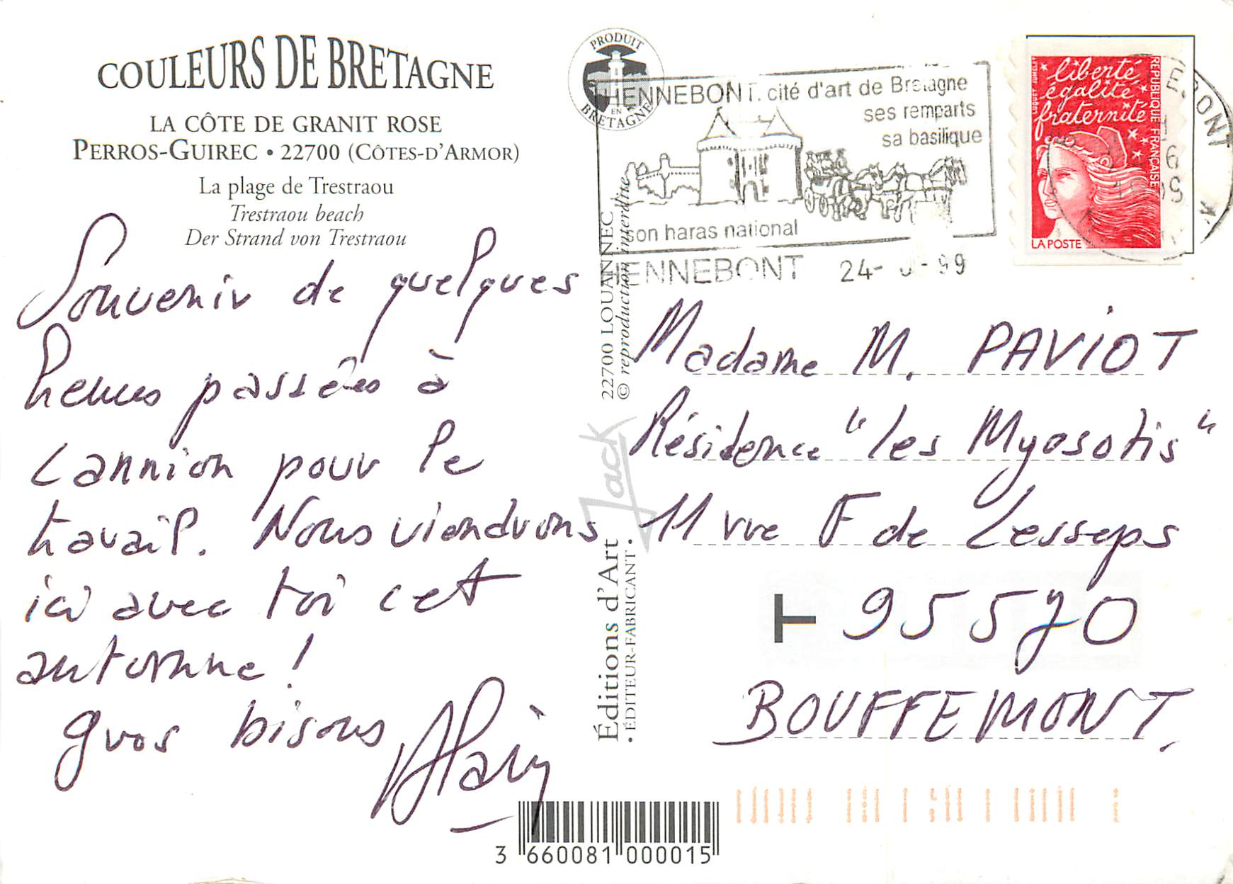 Perros-Guirec — Cité des Hortensias — Éditions d'Art Couleurs de Bretagne — Rückseite