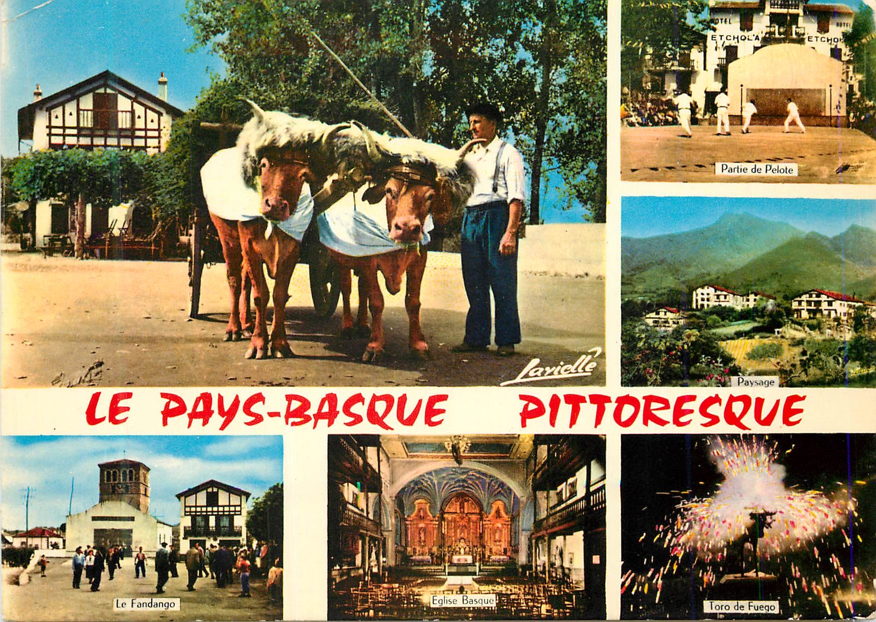 CPM le Pays Basque Pittoresque Attelage Le Fandango Partie de pelote Eglise basque