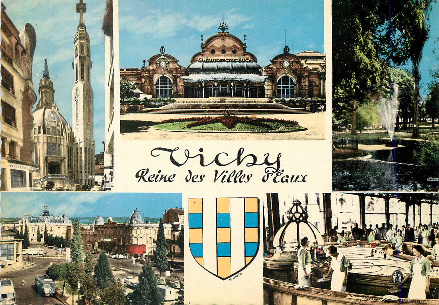 CPM Vichy (Allier) Eglise Saint Blaise Casino Bassin des Parcs