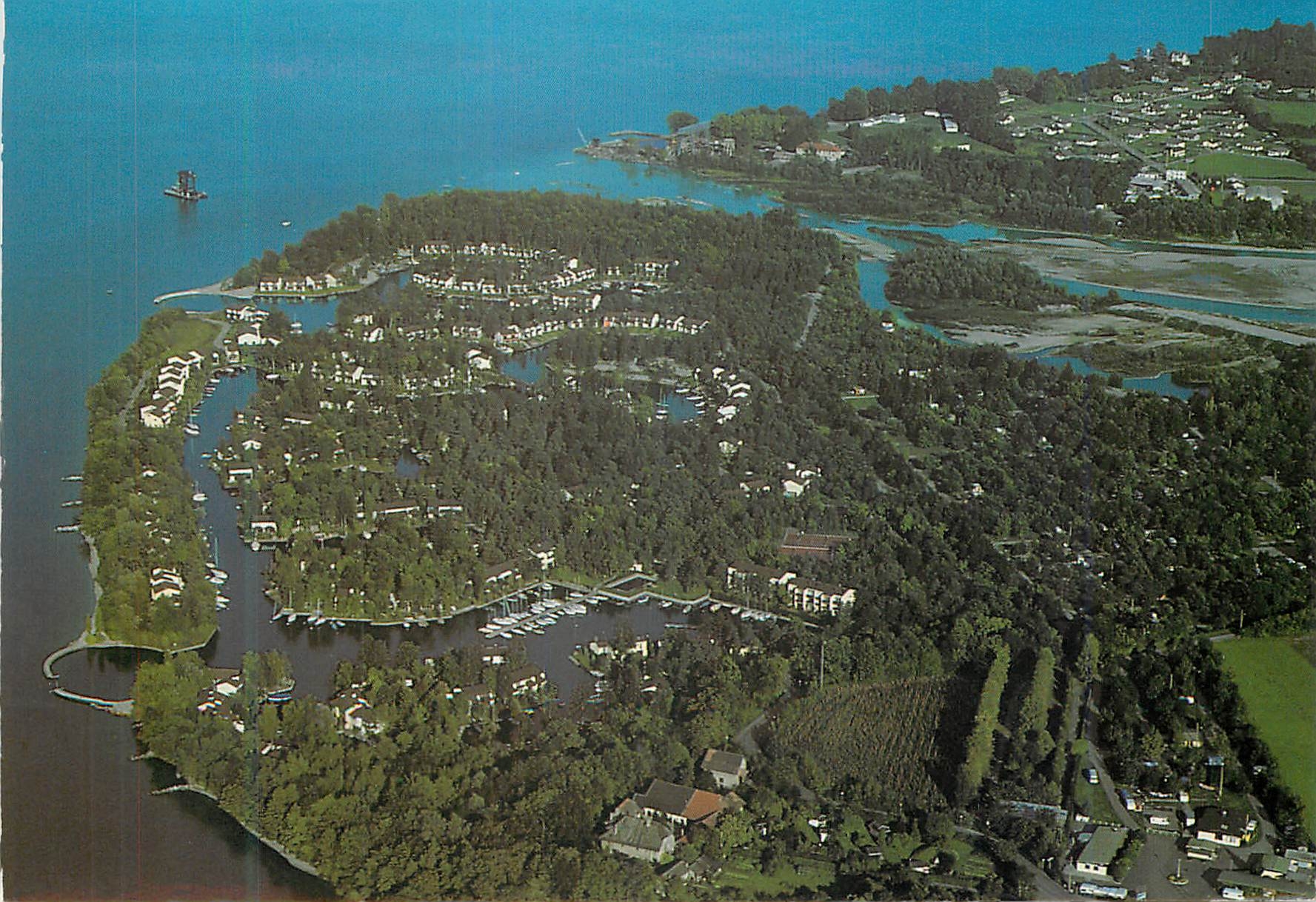 CPM Thonon les Bains (Haute Savoie) vue Aerienne sur le Port Ripaille et la Rive Francaise Leman