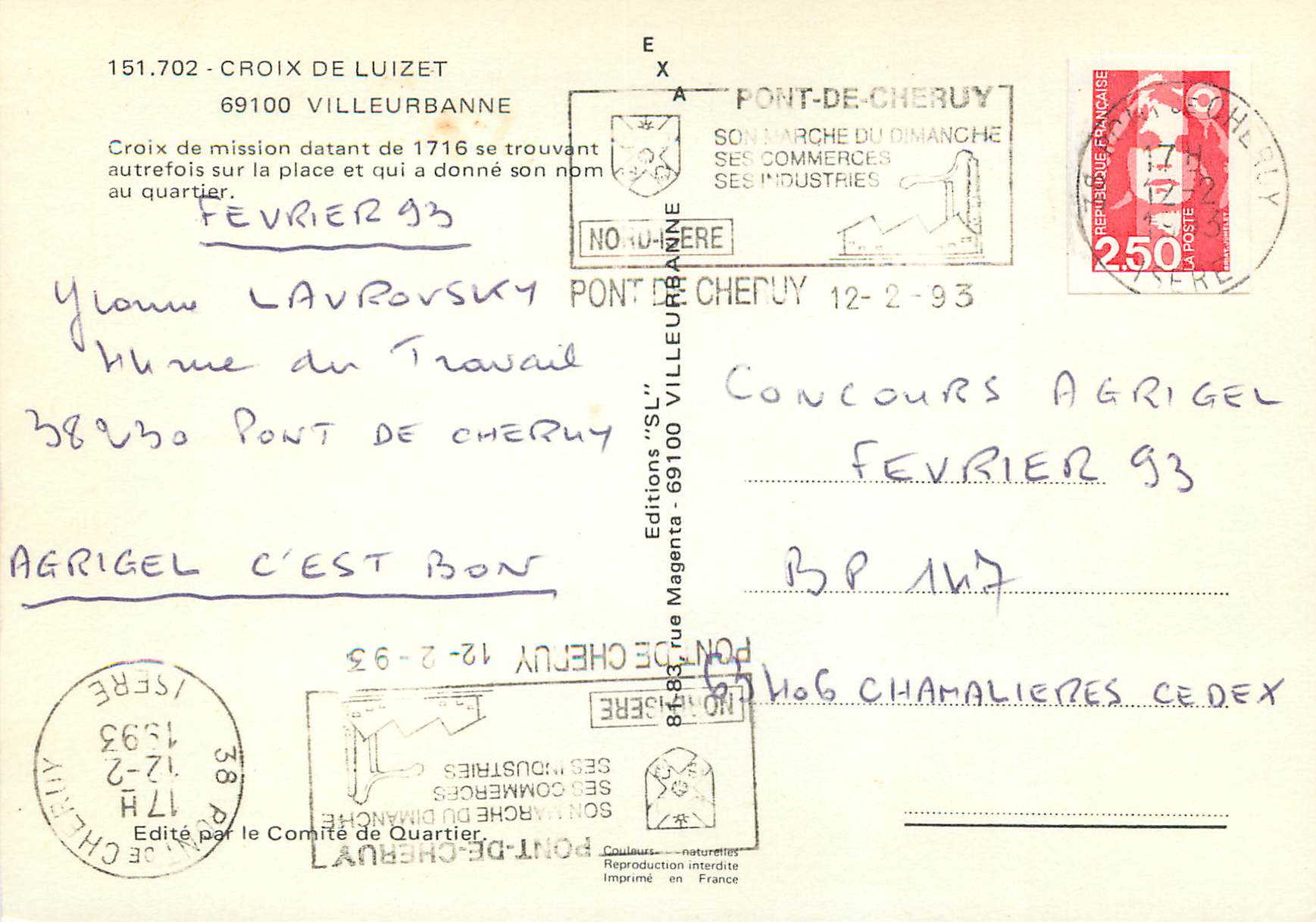 Croix de mission de 1716 — Pont-de-Chéruy — Éditions Magenta — Verso