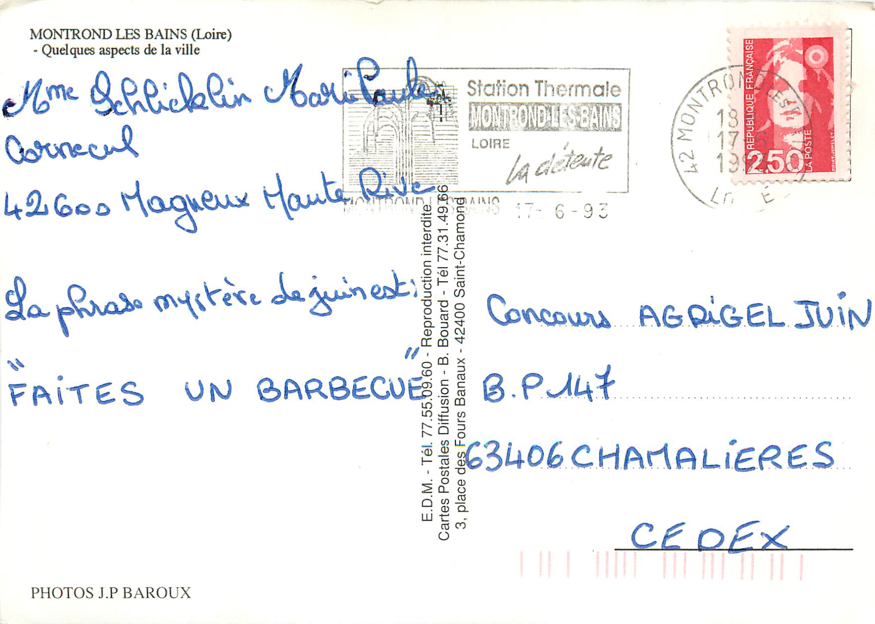CPM Montrond les Bains (Loire) Quelques Aspects de la Ville — Rückseite