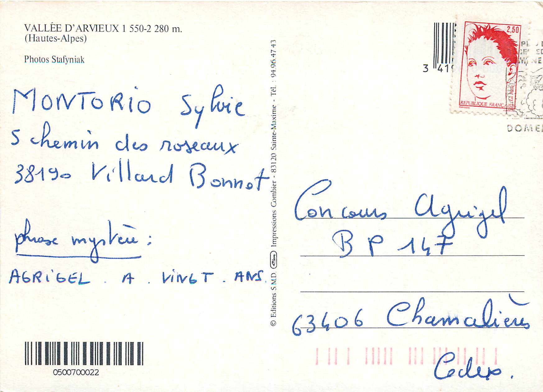 CPM Vallee d'Arvieux (Hautes Alpes) — Rückseite
