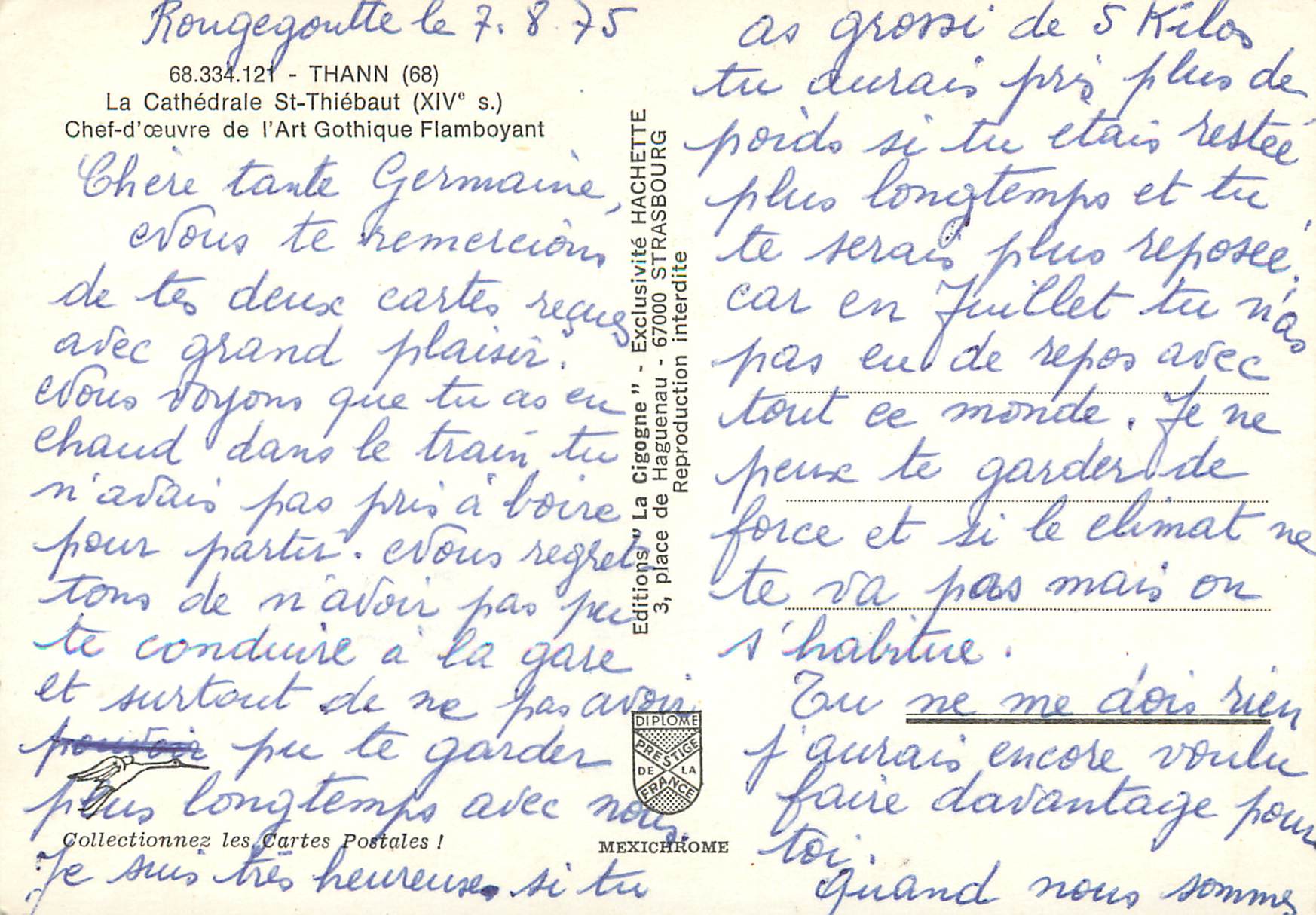 CPM Thann la Cathedrale St Thiebaut (XVIe s) Chef d'oeuvre de l'Art Gothique Flamboyant — Rückseite