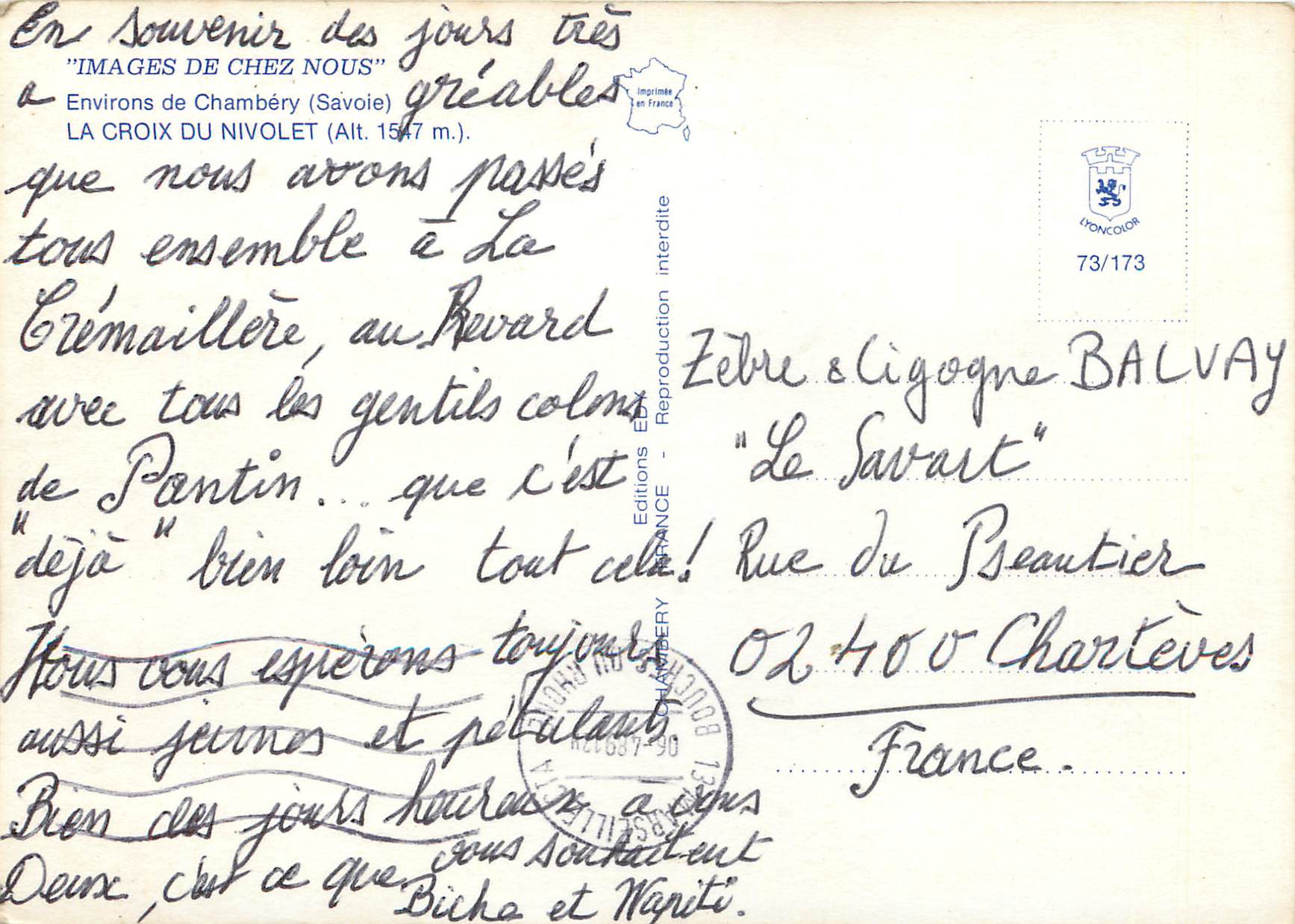 le Nivolet — montagne avec croix — Éditeur Edy — Rückseite