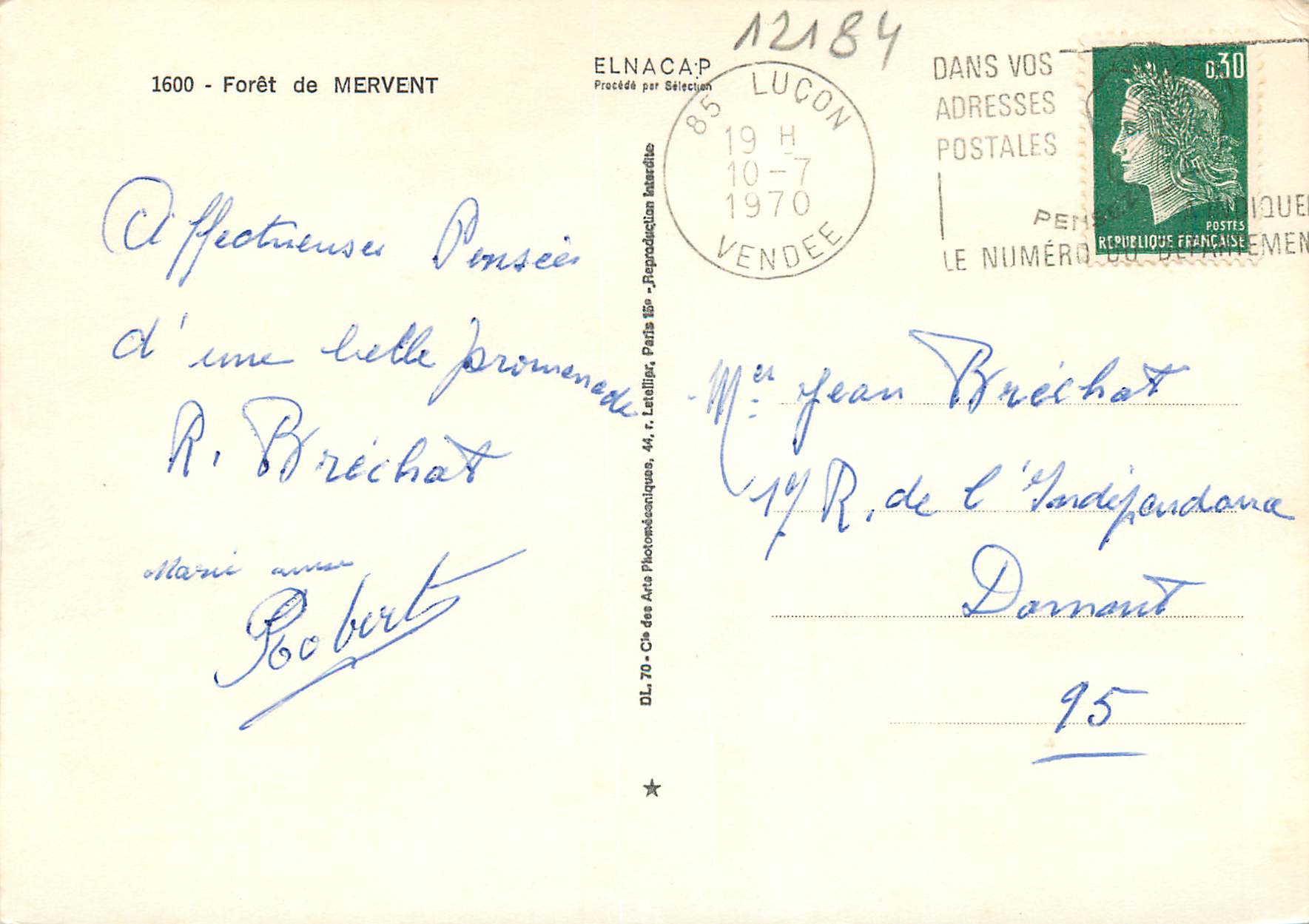 CPM Foret de Mervent — Rückseite