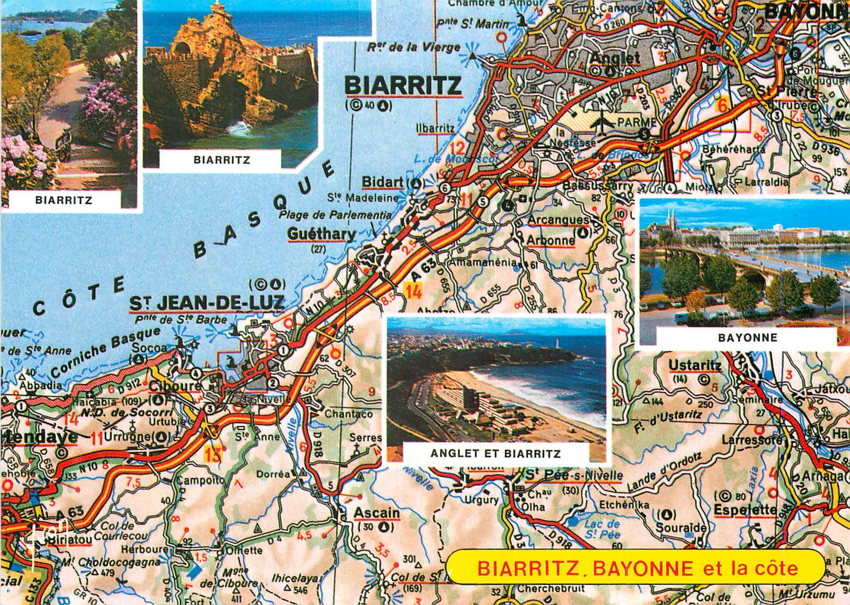 Biarritz, Bayonne et la côte — Carte aérienne Monique François-Bordeaux — Éditions d'art Jean-Jaurès-94-Arcueil