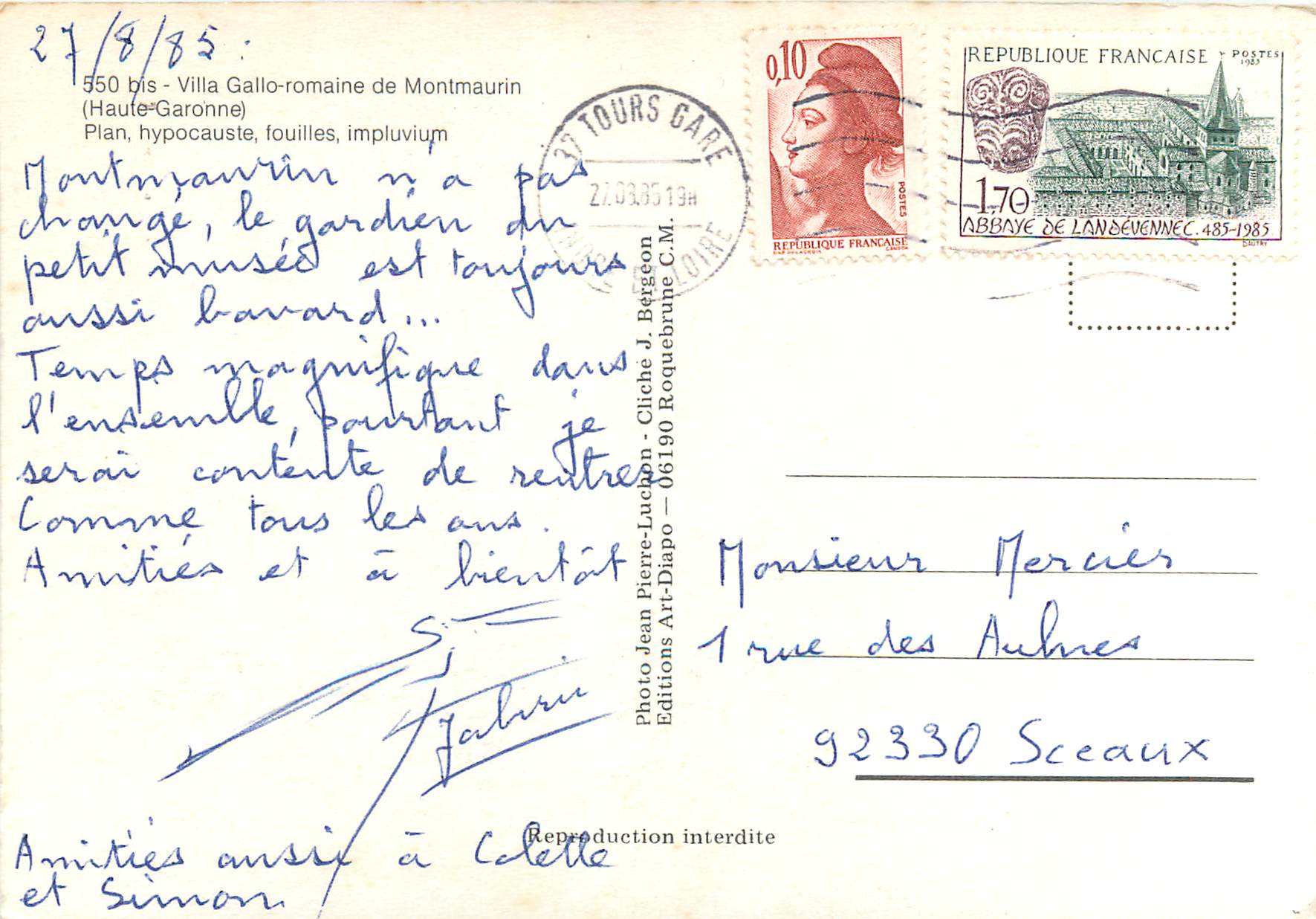 CPM Villa Gallo Romaine de Montmaurin (Haute Garonne) — Rückseite