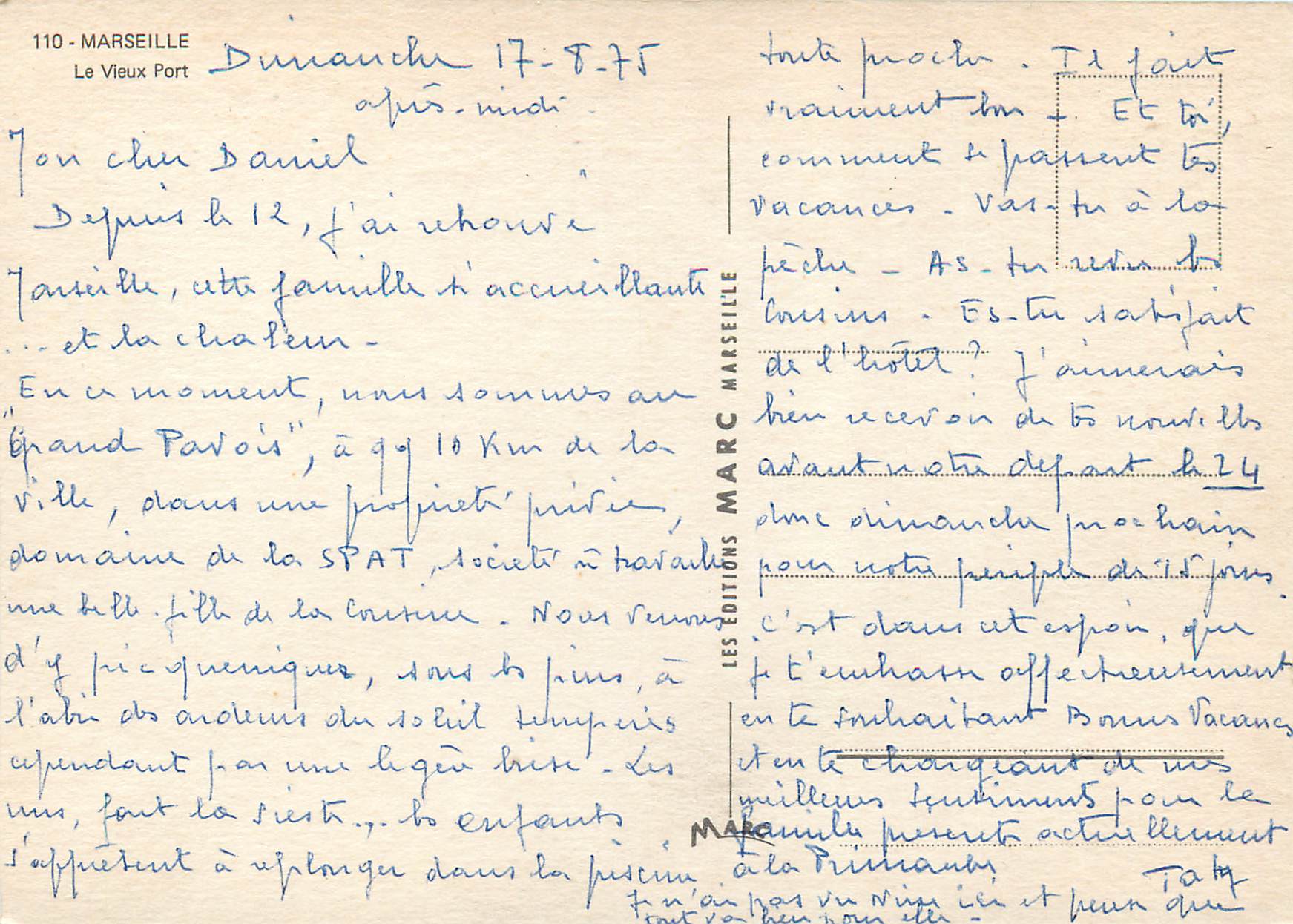 CPM Marseille le Vieux Port — Verso