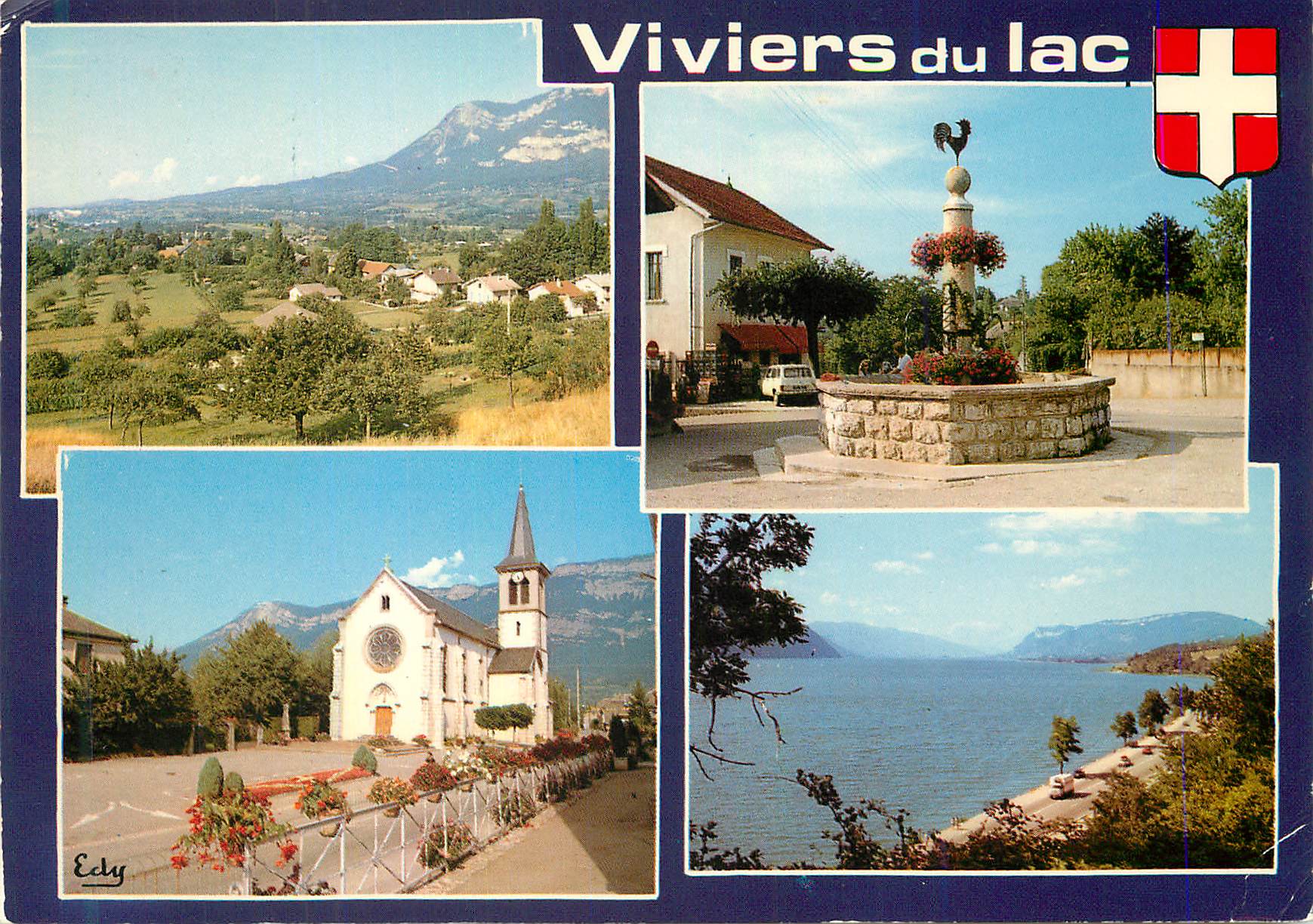 CPM Viviers du Lac en Savoie alt 274m vue Generale la Fontaine l'Eglise et le Mont Revard le Lac du Bourget