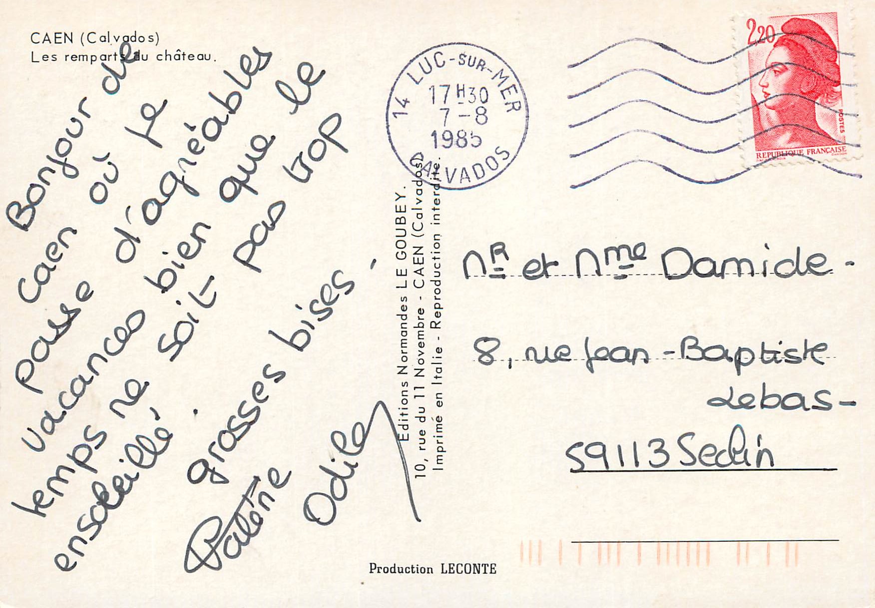 Caen — Les remparts du château — Emy — Verso