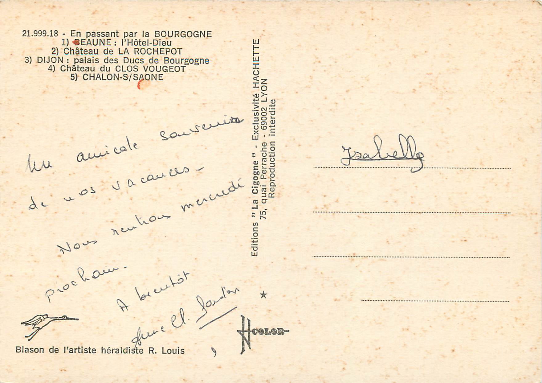 Auf dem Weg durch die Burgund — Editions "La Cigogne" — Rückseite
