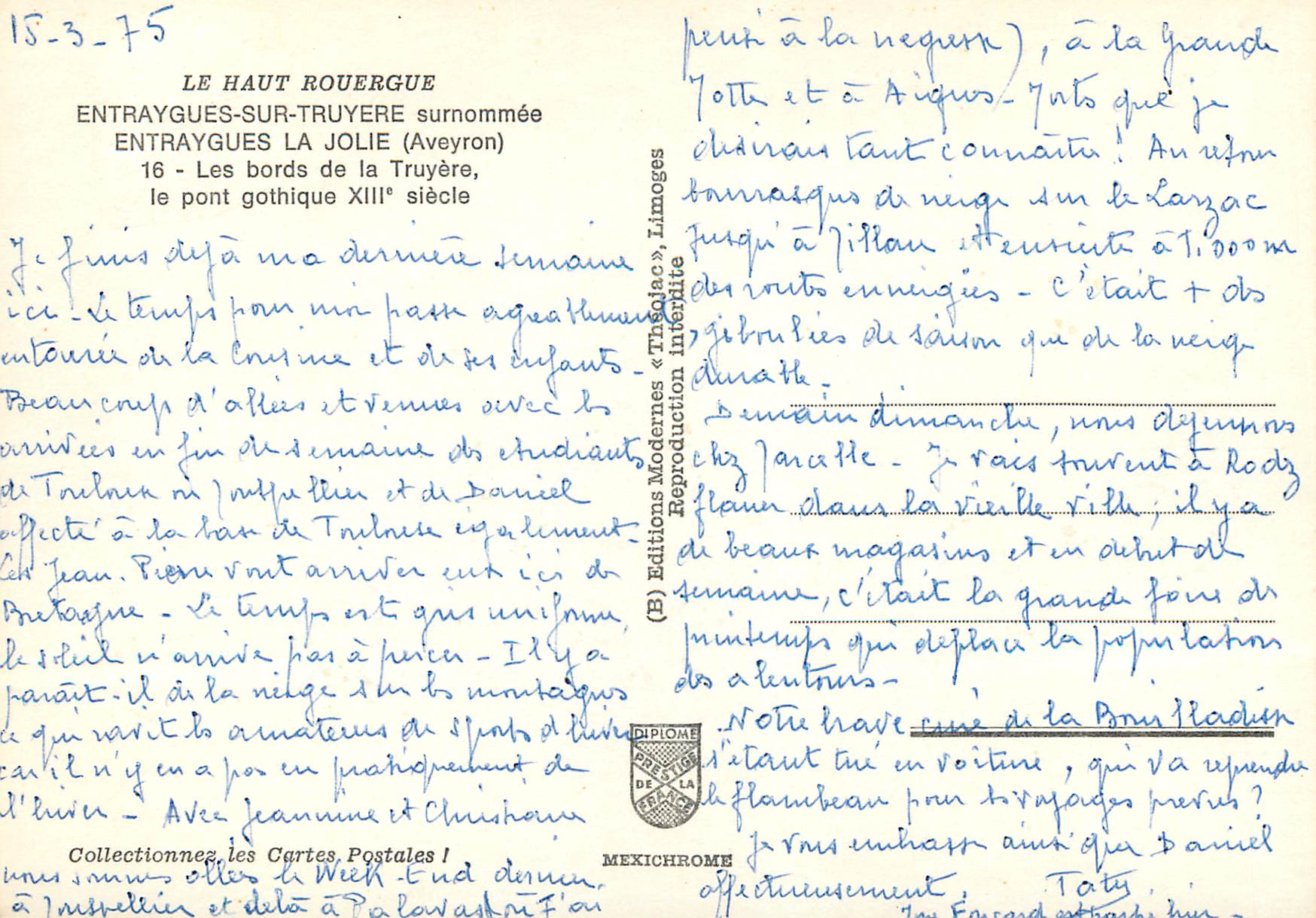 CPM Entraygues sur Truyere surnommee Entraygues la Jolie(Aveyron) les Bords de la Truyere — Rückseite