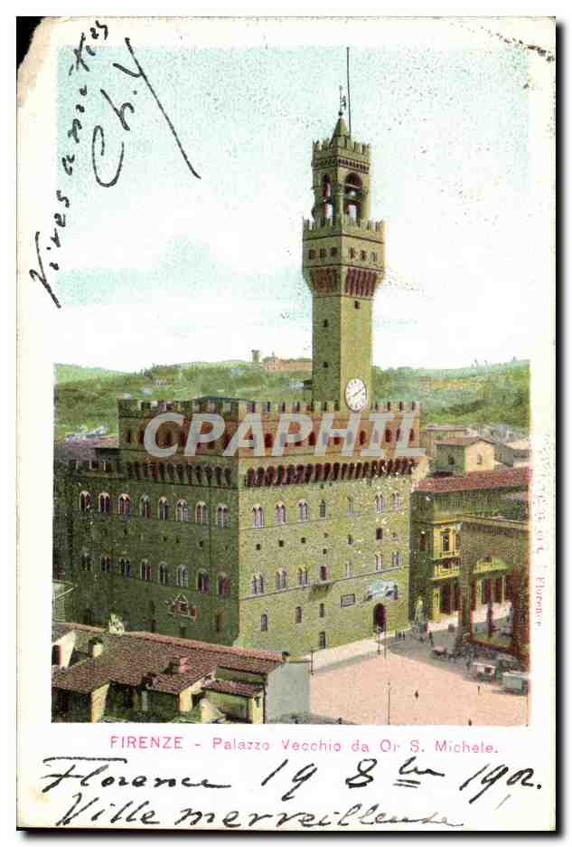 CPA Italie Italia Firenze Palazzo Vecchio da On S Michele