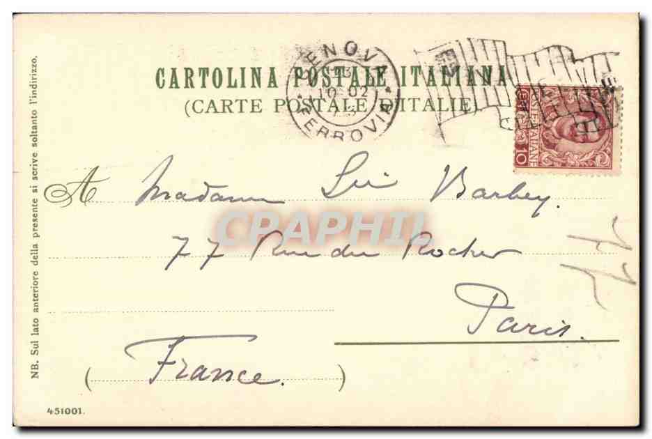 CPA italie Italia Genova — Rückseite