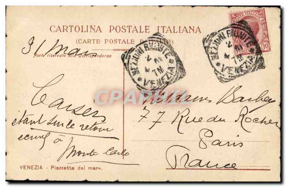 CPA Italie Italia Venezia Piazetta dal Mare  — Verso