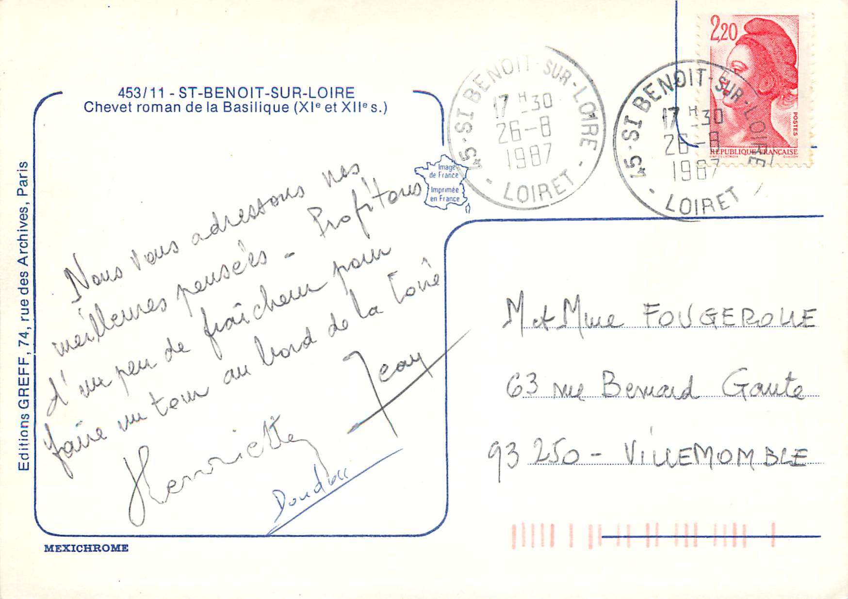 CPM St Benoit sur Loire Chevet roman de la Basilique  — Back