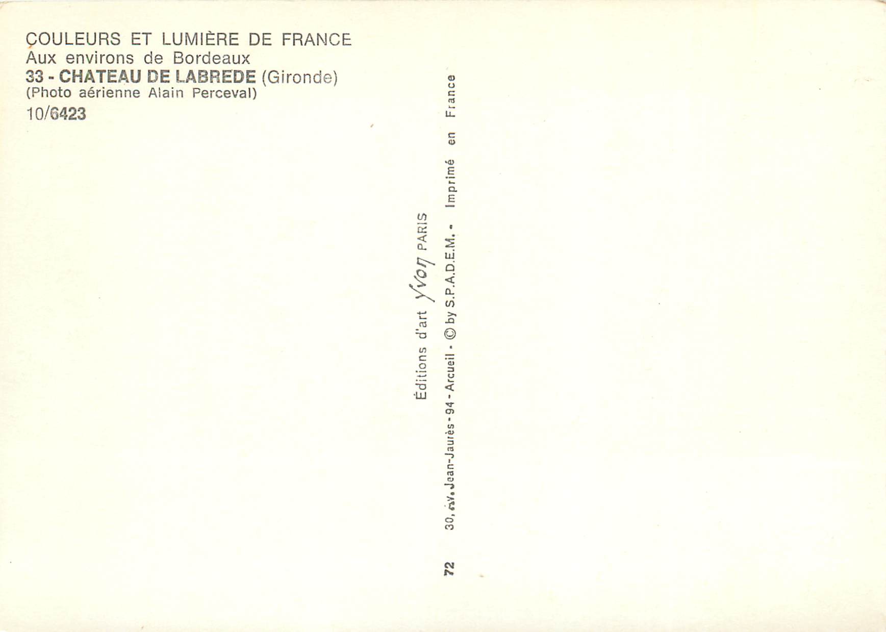 CPM Aux environs de Bordeaux Chateau de Labrede Gironde  — Verso