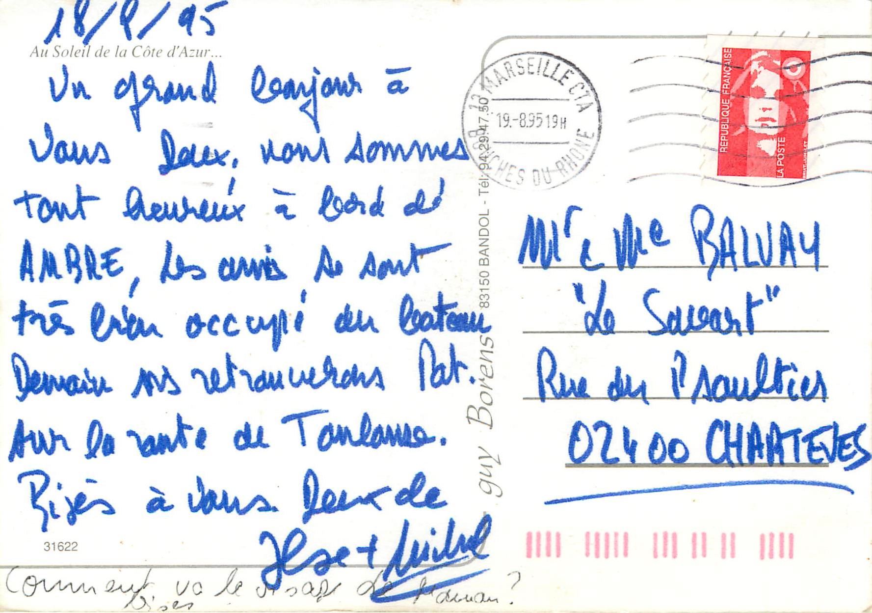 CPM Au soleil de la Cote d Azur  — Rückseite