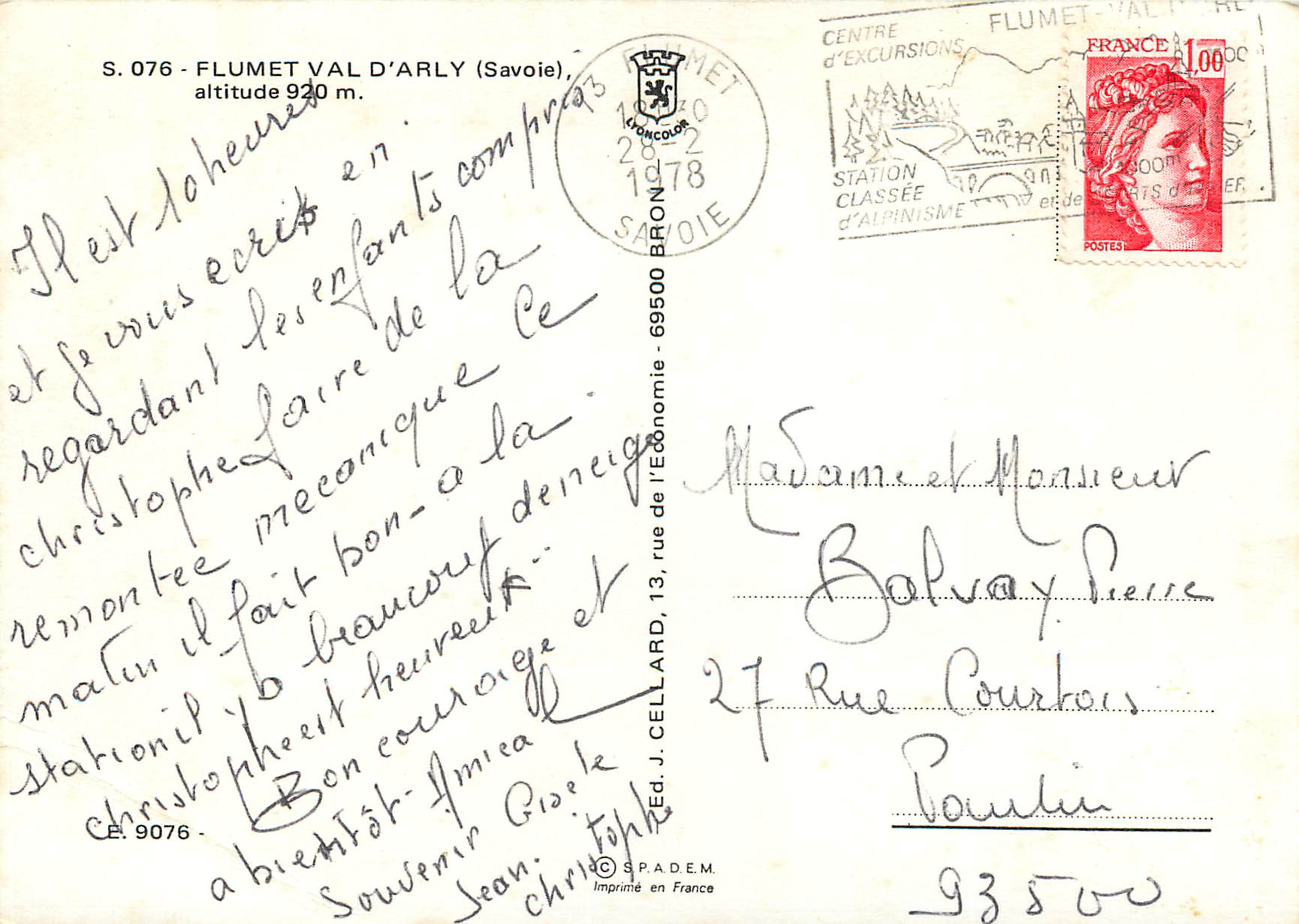 CPM Flumet Val d Arly Savoie  — Rückseite
