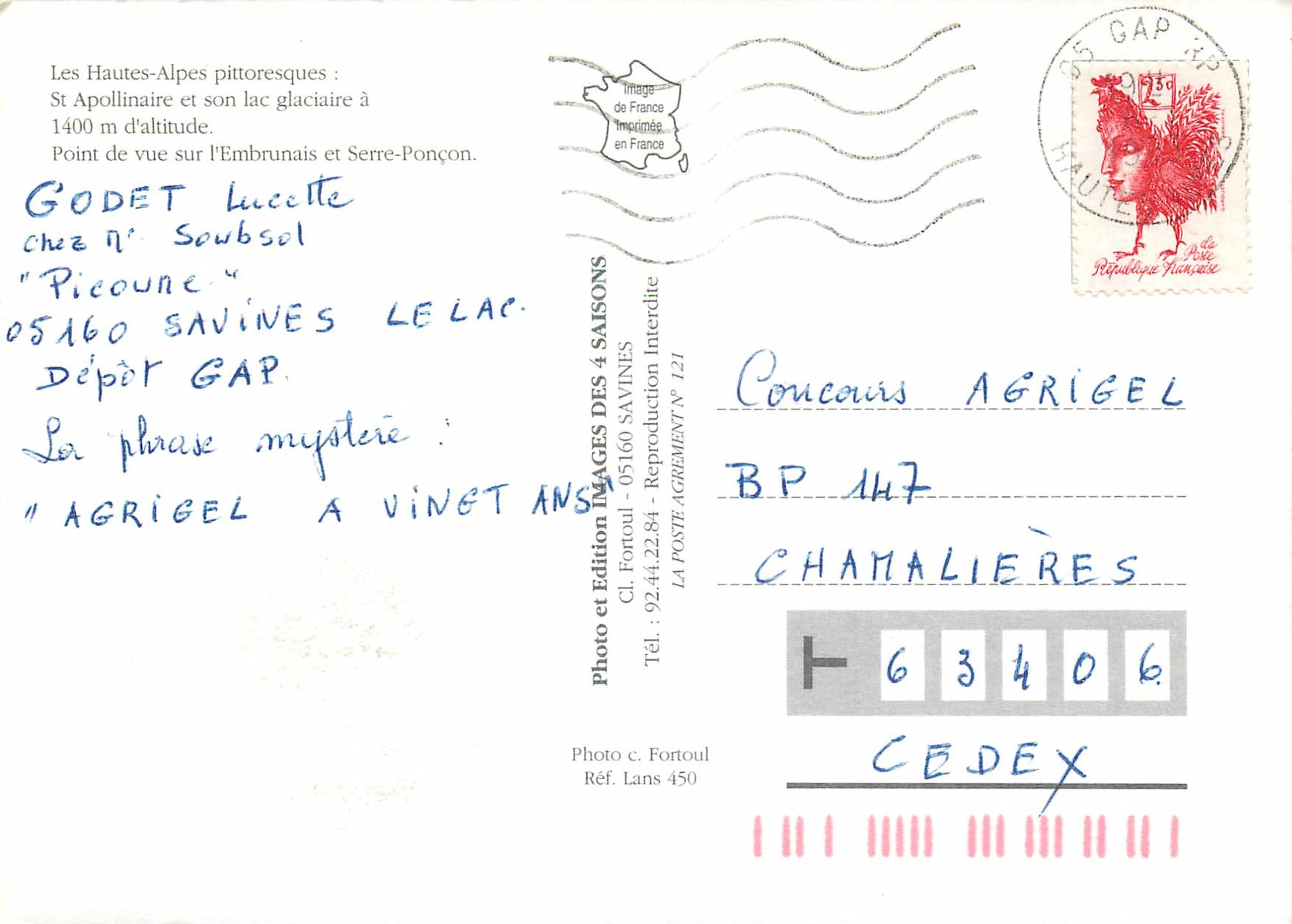 St Apollinaire — Panoramablick — Foto c. Fortoul, Ref. Lans 450 — Rückseite