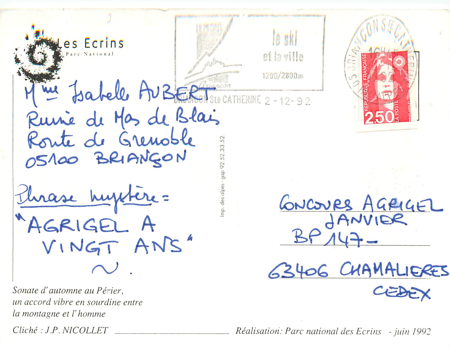 CPM Parc National des Ecrins  — Verso