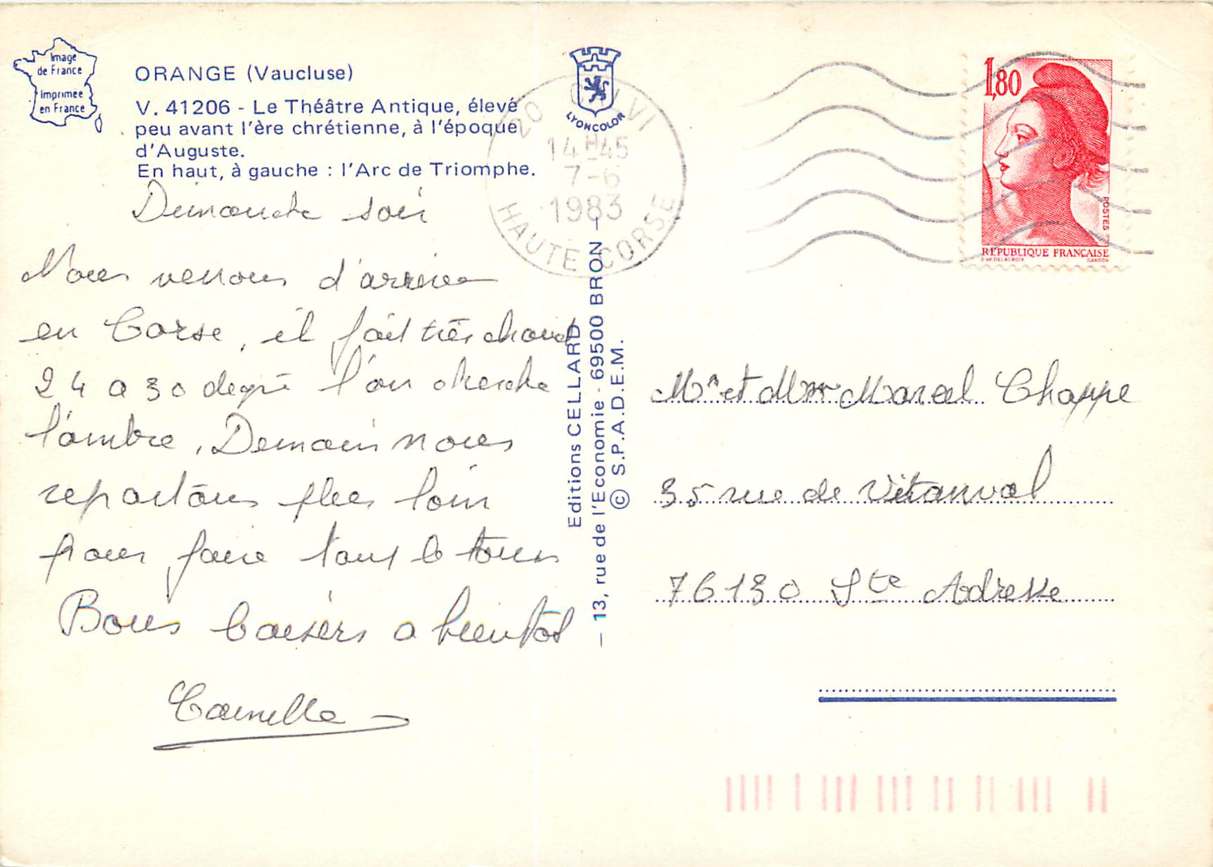 CPM Orange Vaucluse Le Theatre Antique eleve peu avant l ere chretienne a l epoque d Auguste  — Rückseite