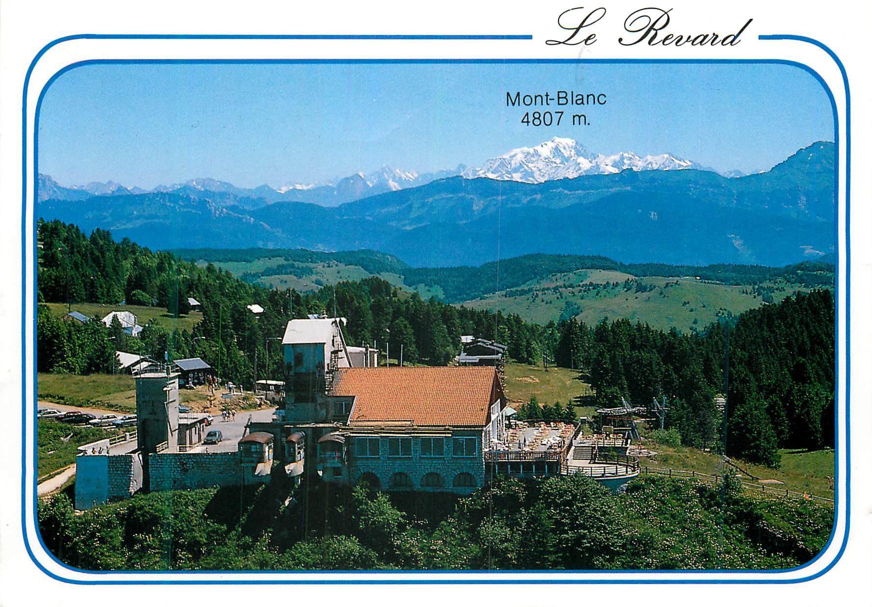 CPM Mont Blanc Le Revard Savoie Le Restaurant dominant la falaise du Revard au fond Le Mont Blanc 