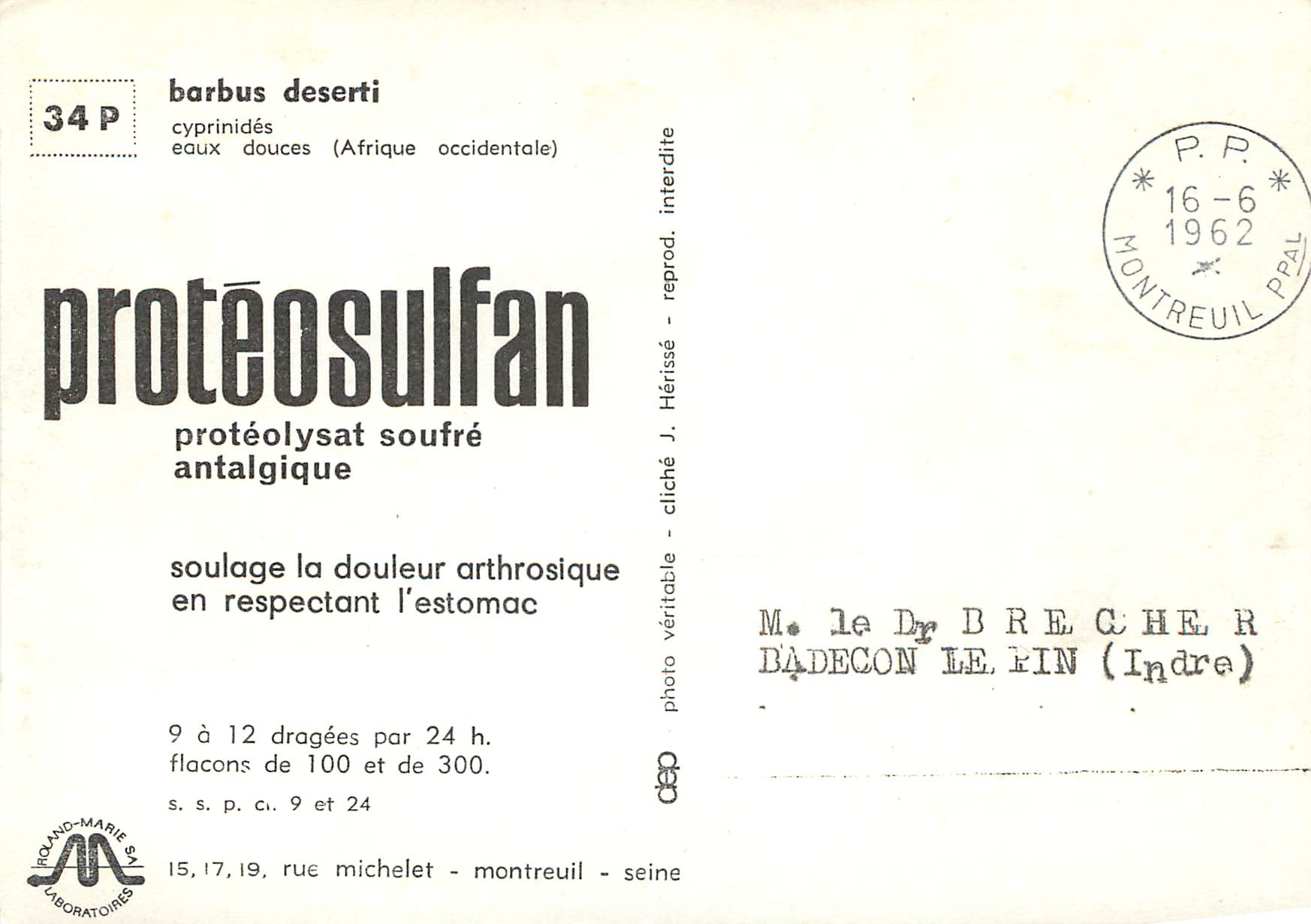 CPM Proteosulfan proteolysat soufre antalgique barbus deserti  — Rückseite