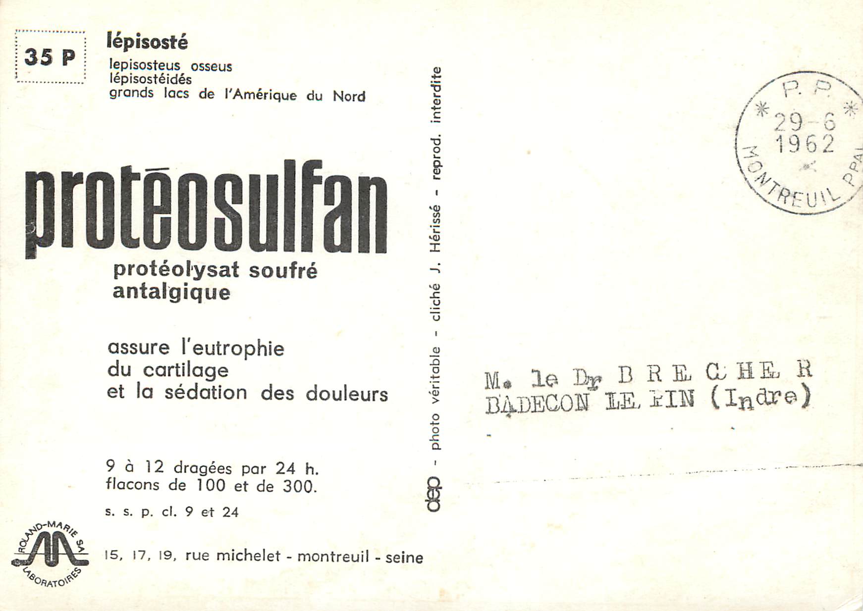 CPM Proteosulfan proteolysat soufre antalgique lepisoste  — Verso