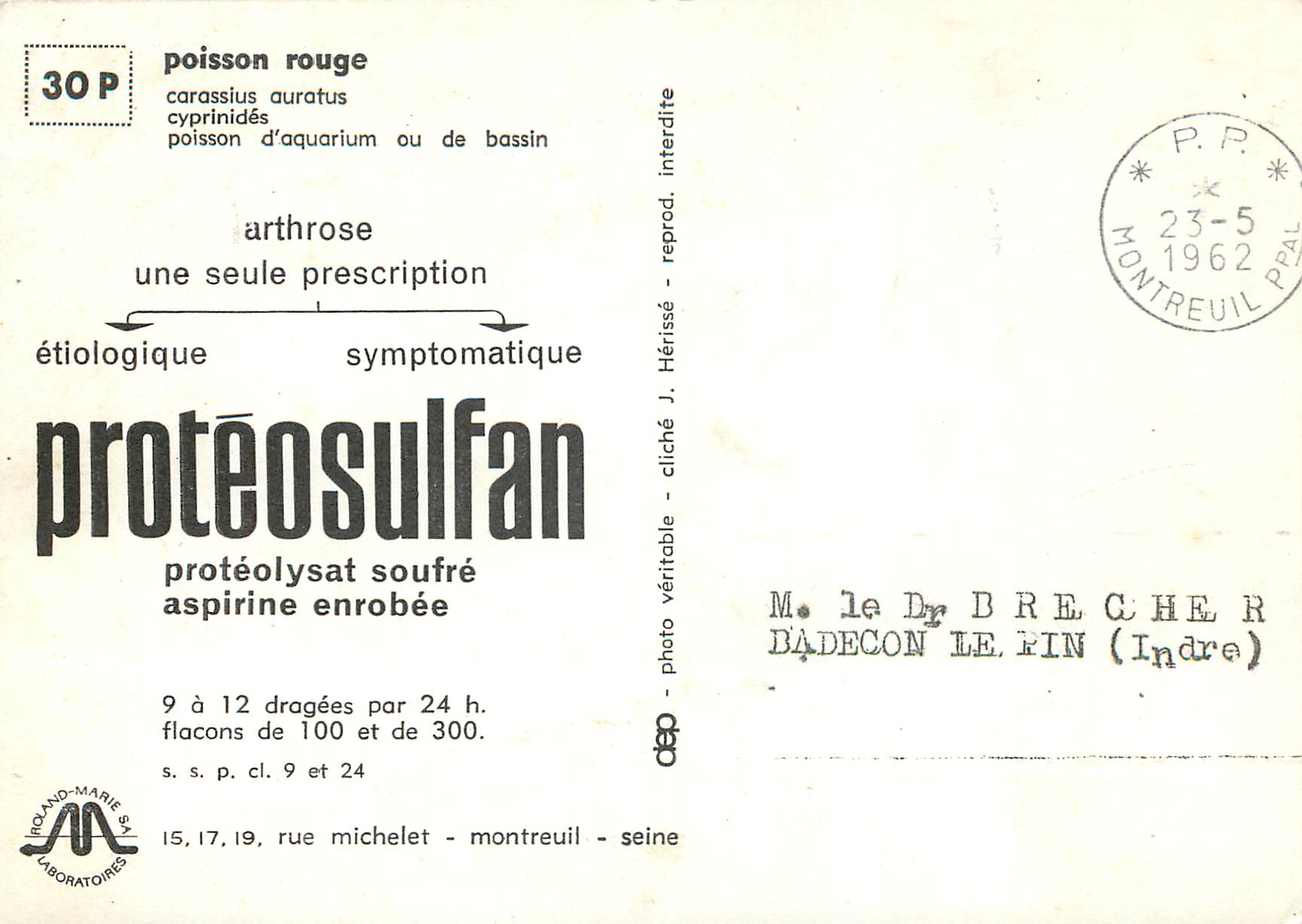 CPM Proteosulfan proteolysat soufre aspirine enrobee poisson rouge  — Verso