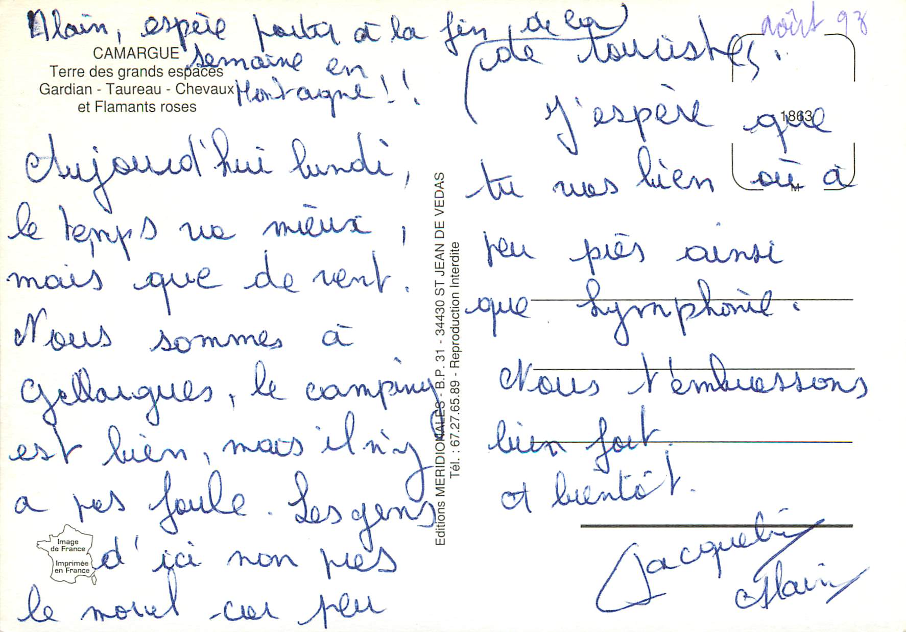 CPM Camargue Terre des grands espaces  — Rückseite