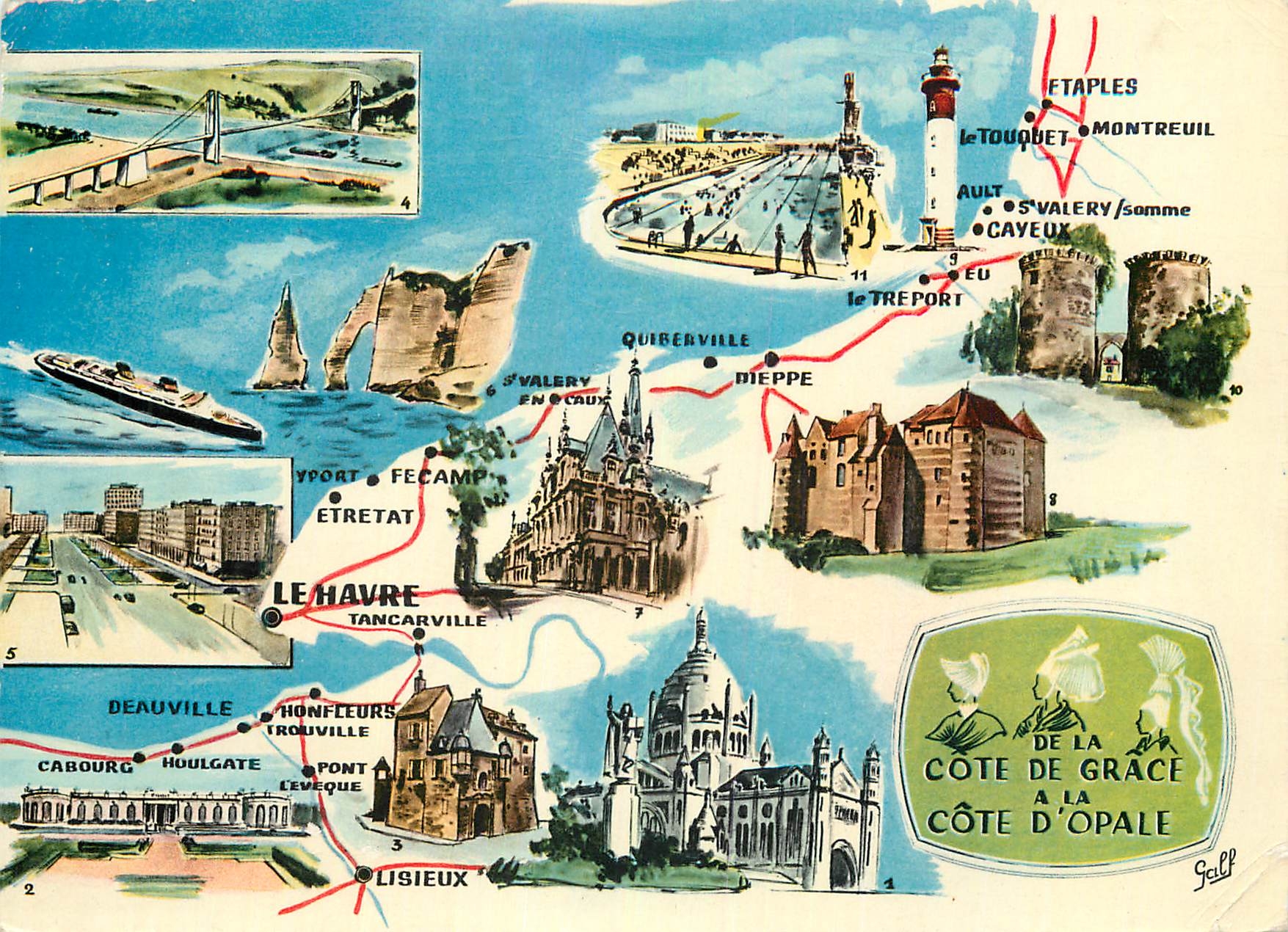 CPM De La Cote de Grace a La Cote D Opale Lisieux Deauville Honfleur Tancarville Le Havre Etretat 