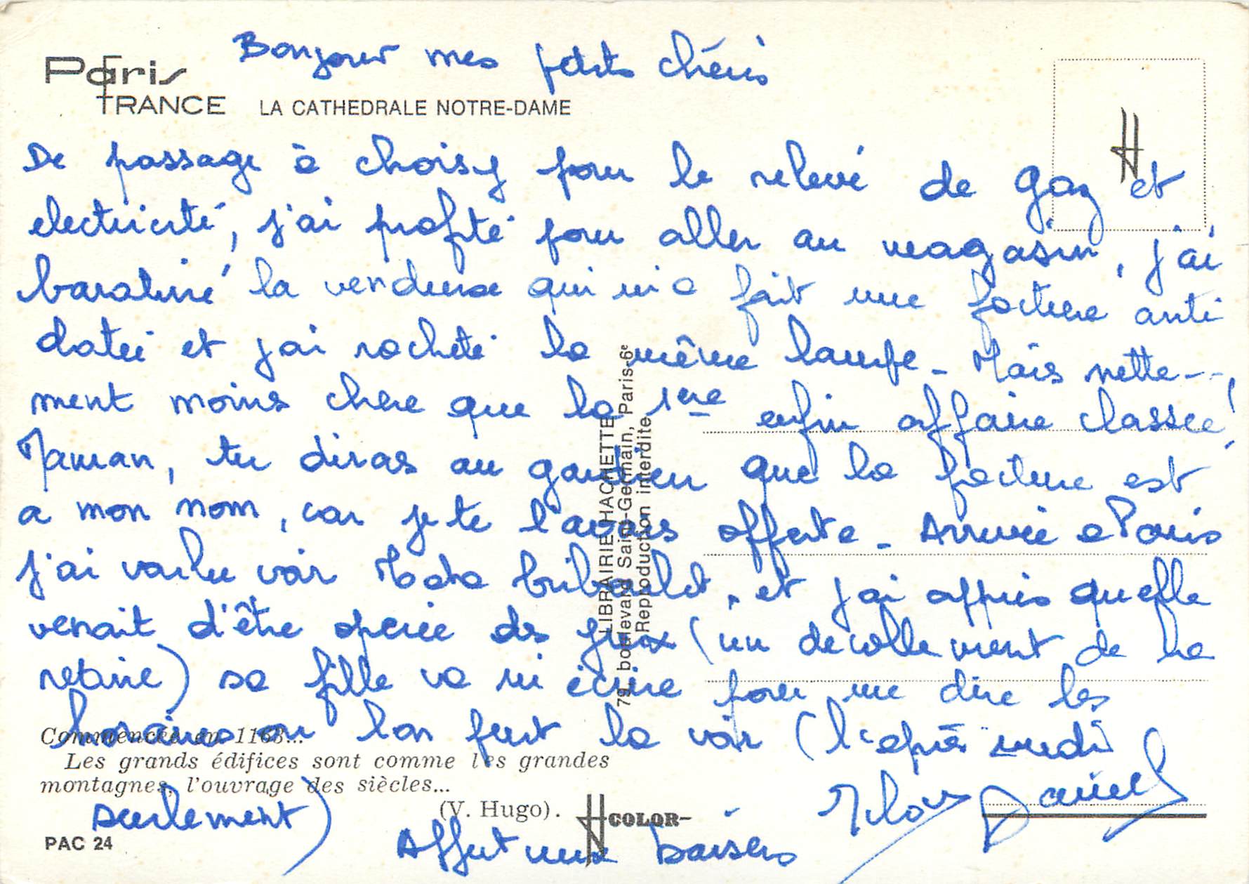 CPM Paris La Cathedrale Notre Dame  — Verso