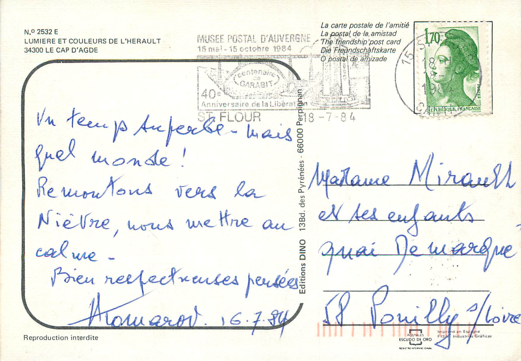 CPM Lumiere et couleurs de l Herault Le Cap d Agde  — Back