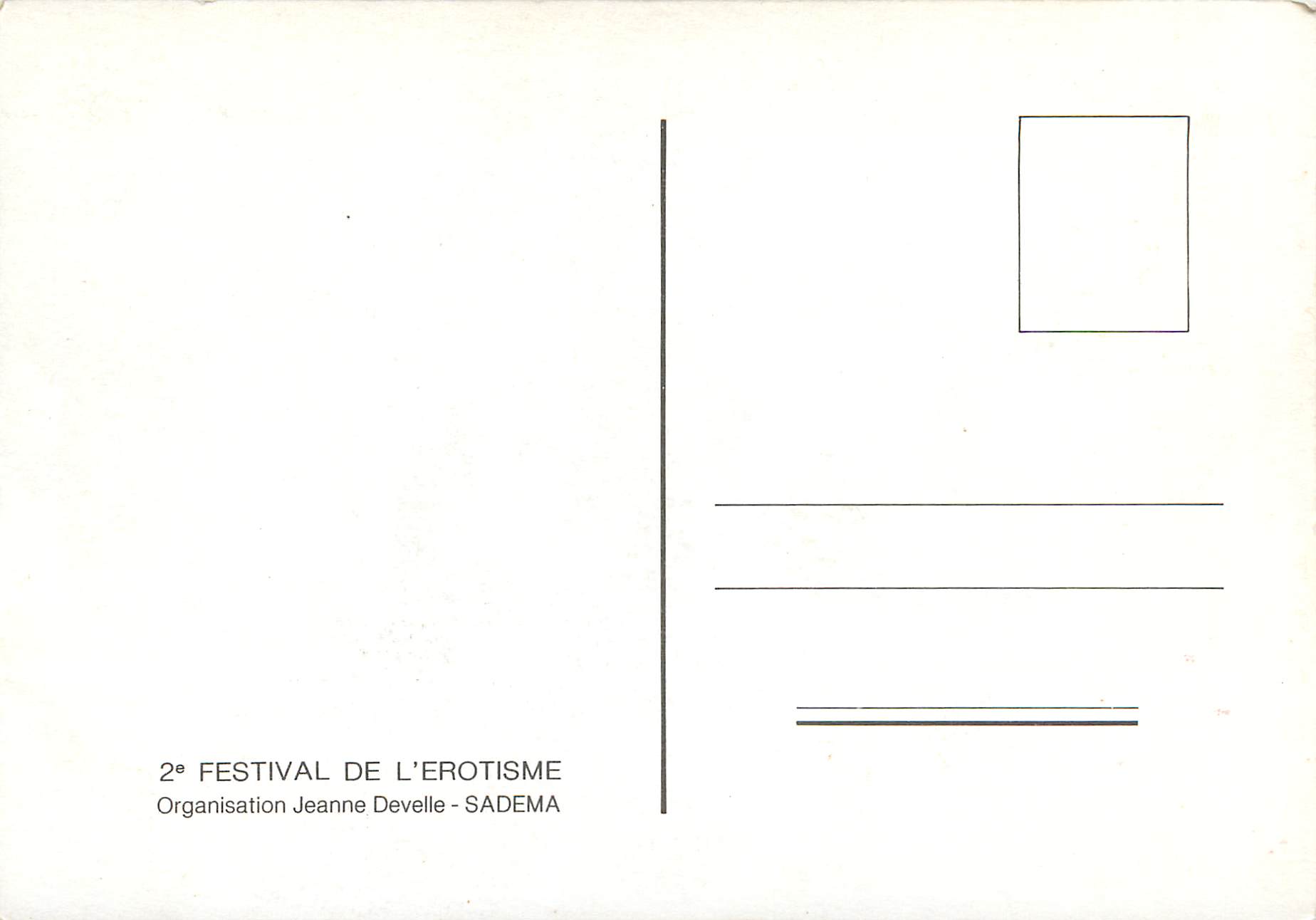 CPM Festival de l erotisme Organisation Jeanne Develle Sadema Joconde Leonard de Vinci — Rückseite